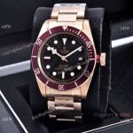 Replica Tudor Heritage Black Bay 41mm Men Watches Red Bezel Rose Gold